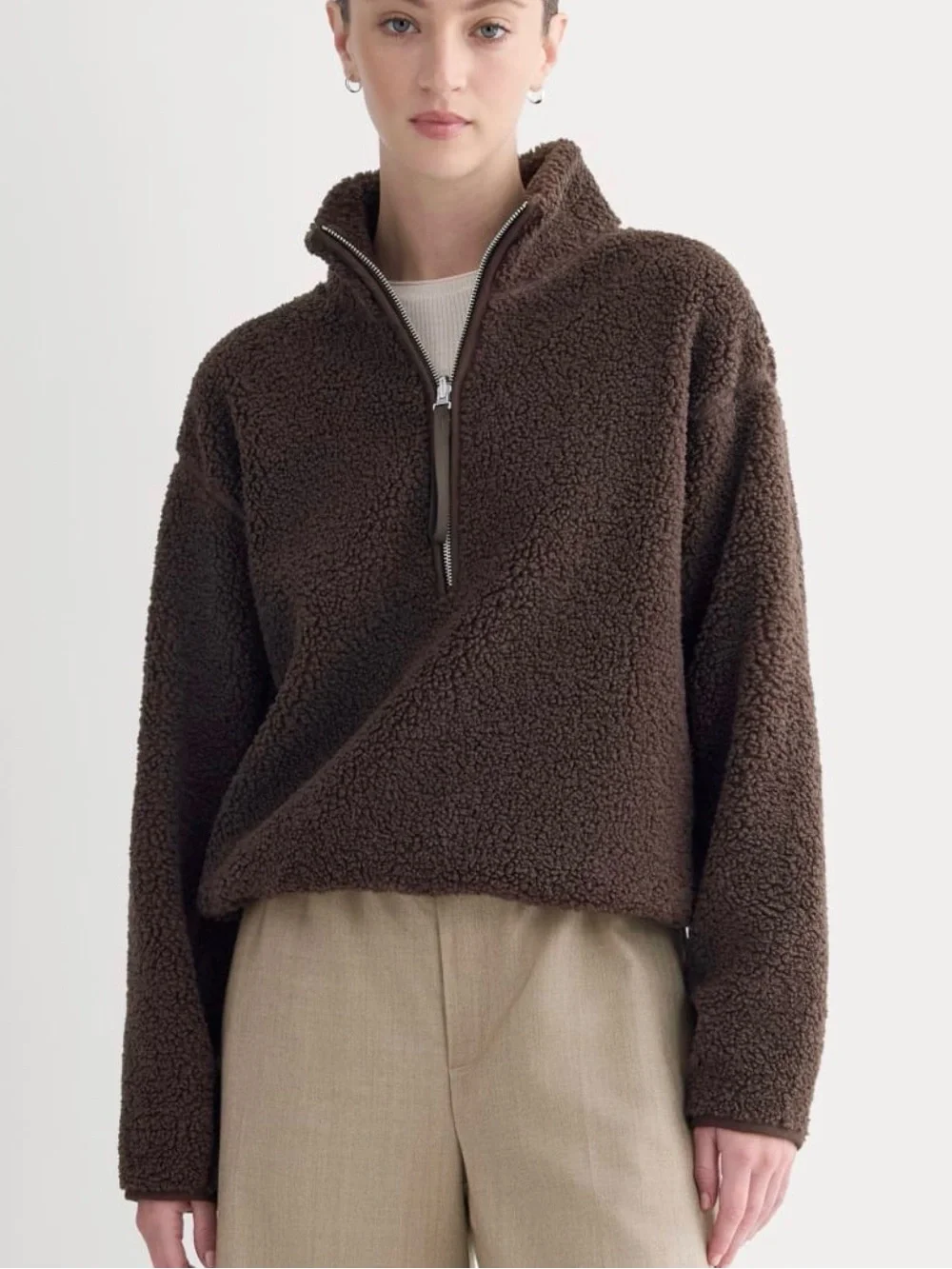 Everlane Reversible Teddy Half Zip Pullover